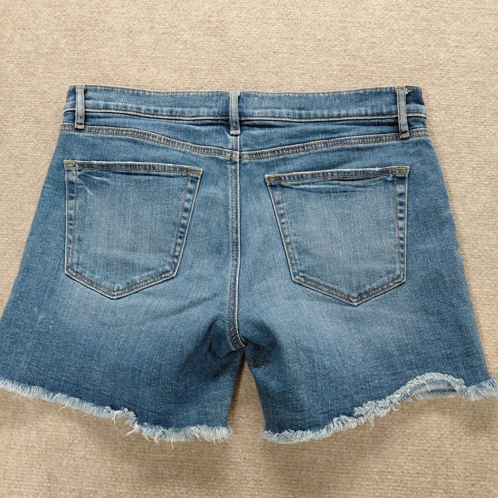 Loft Straight Raw Hem Denim Shorts Women's Size 14 Blue 33" Waist 5.5" Inseam - Picture 2 of 8